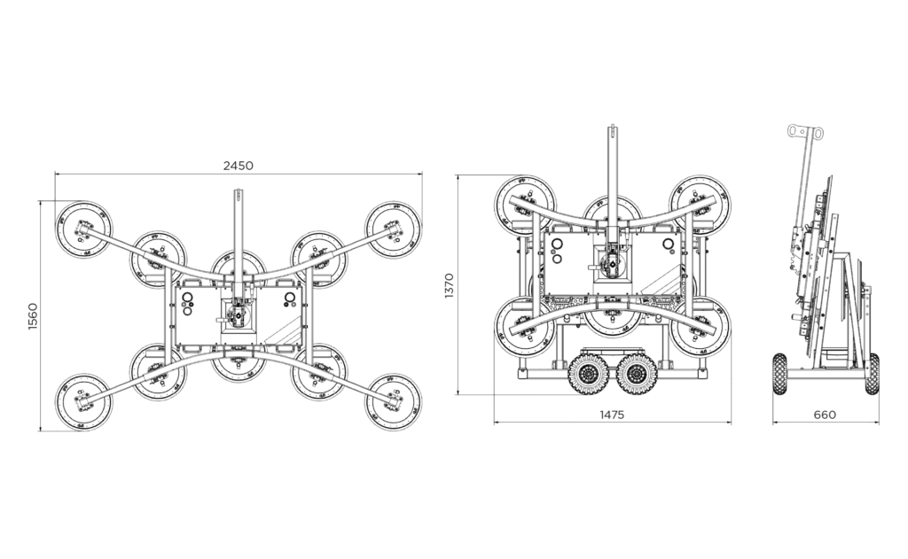 Glaslyft 1000kg Mått